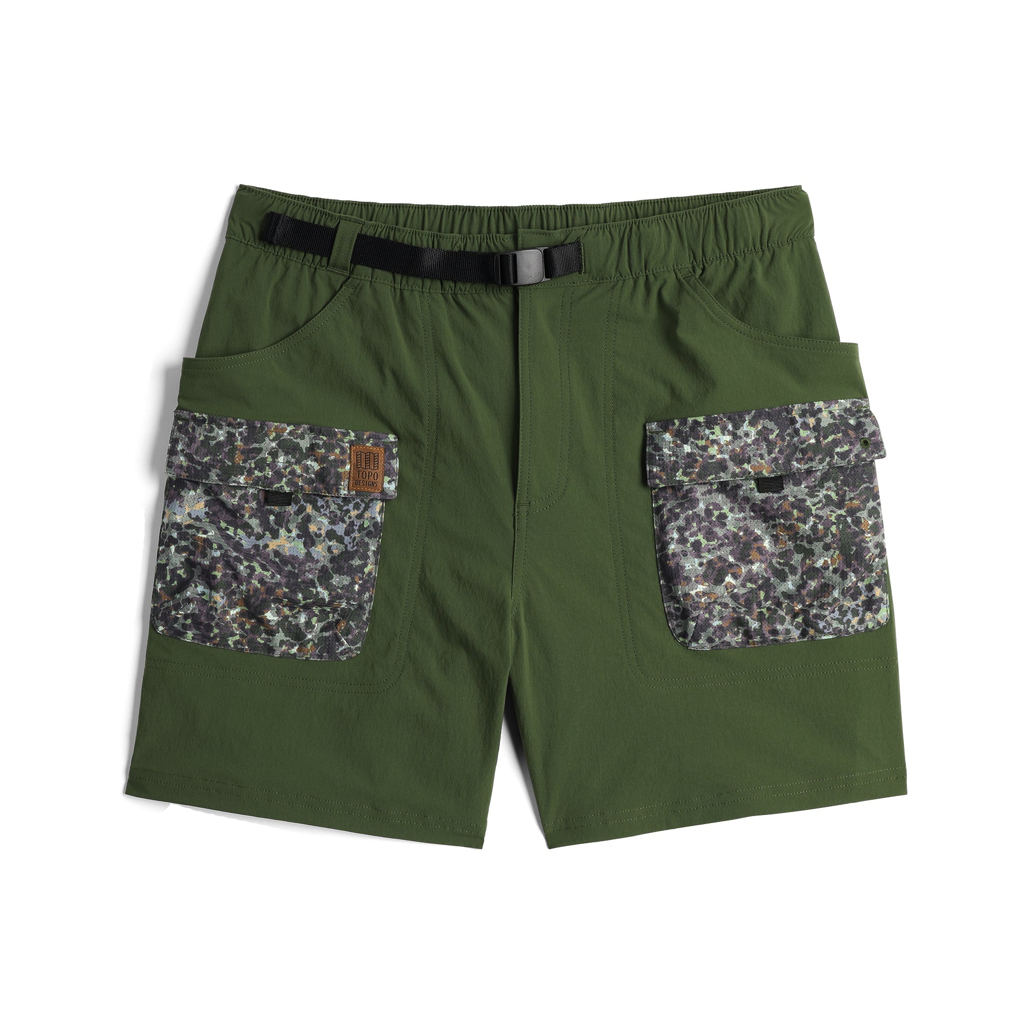 Front View of Topo Designs Retro River Shorts - Men's in "Olive / Meteor"