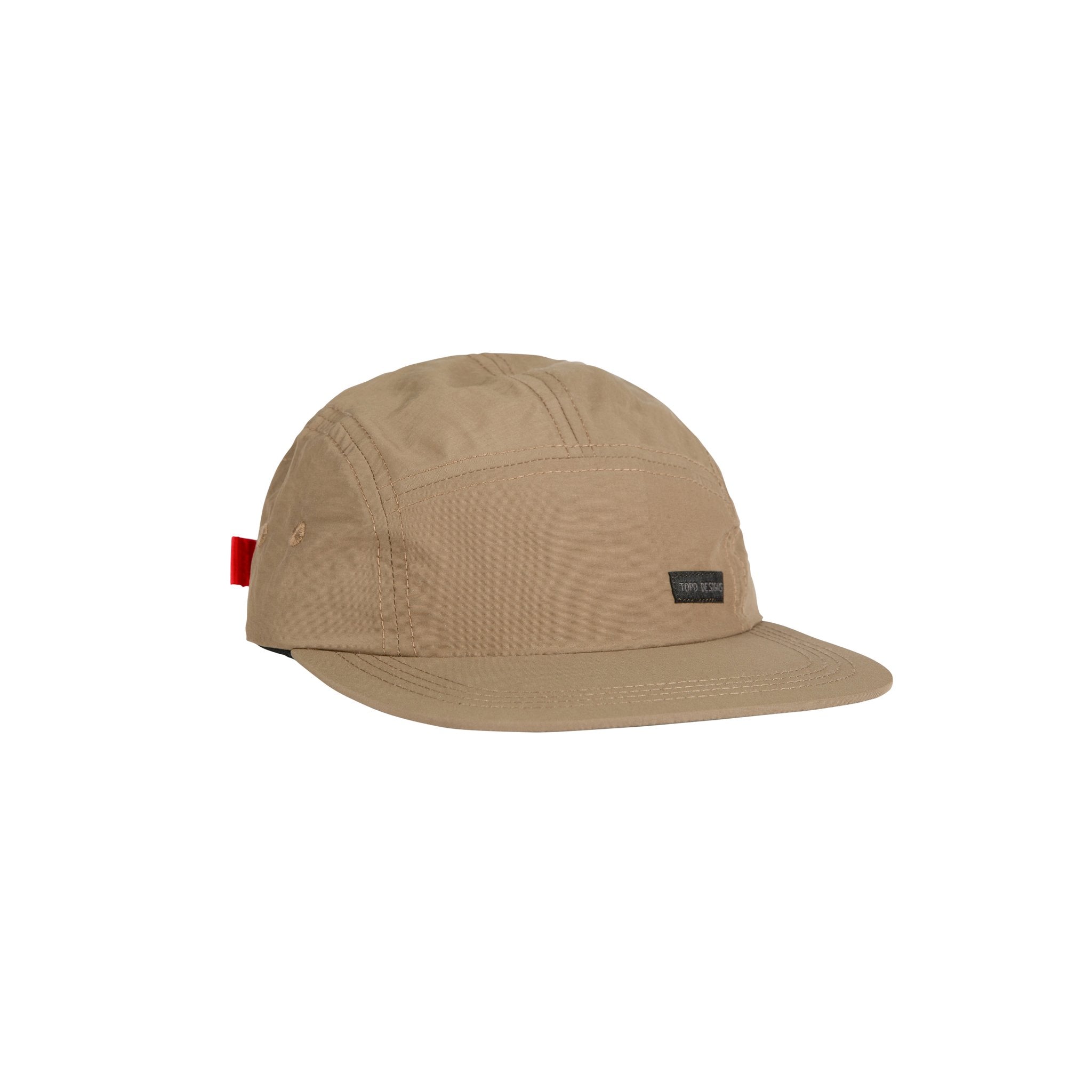 Topo Designs Nylon Camp 5-panel flat brim Hat in Dark Khaki.