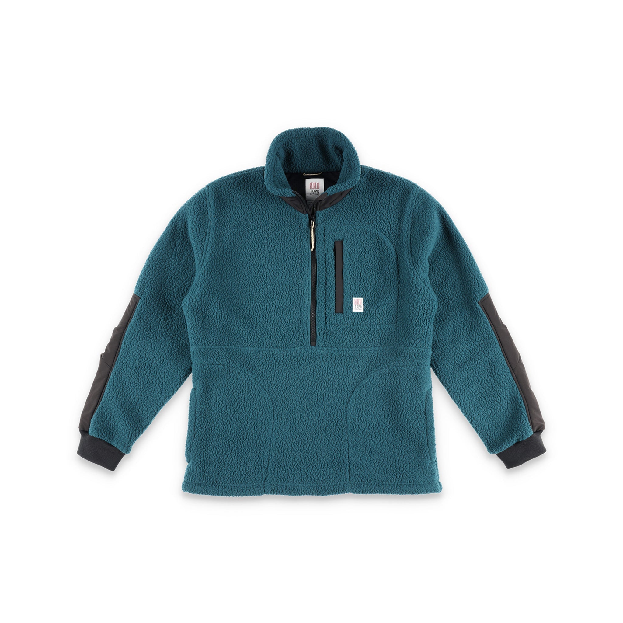 Topo Designs Men's Mountain Fleece Pullover in "Pond Blue".