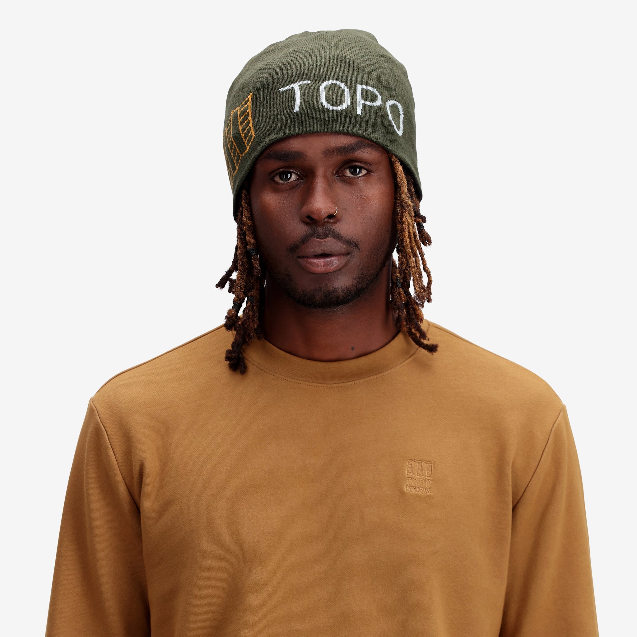 Topo Designs Slim Fitted Beanie "Charcoal / Olive"