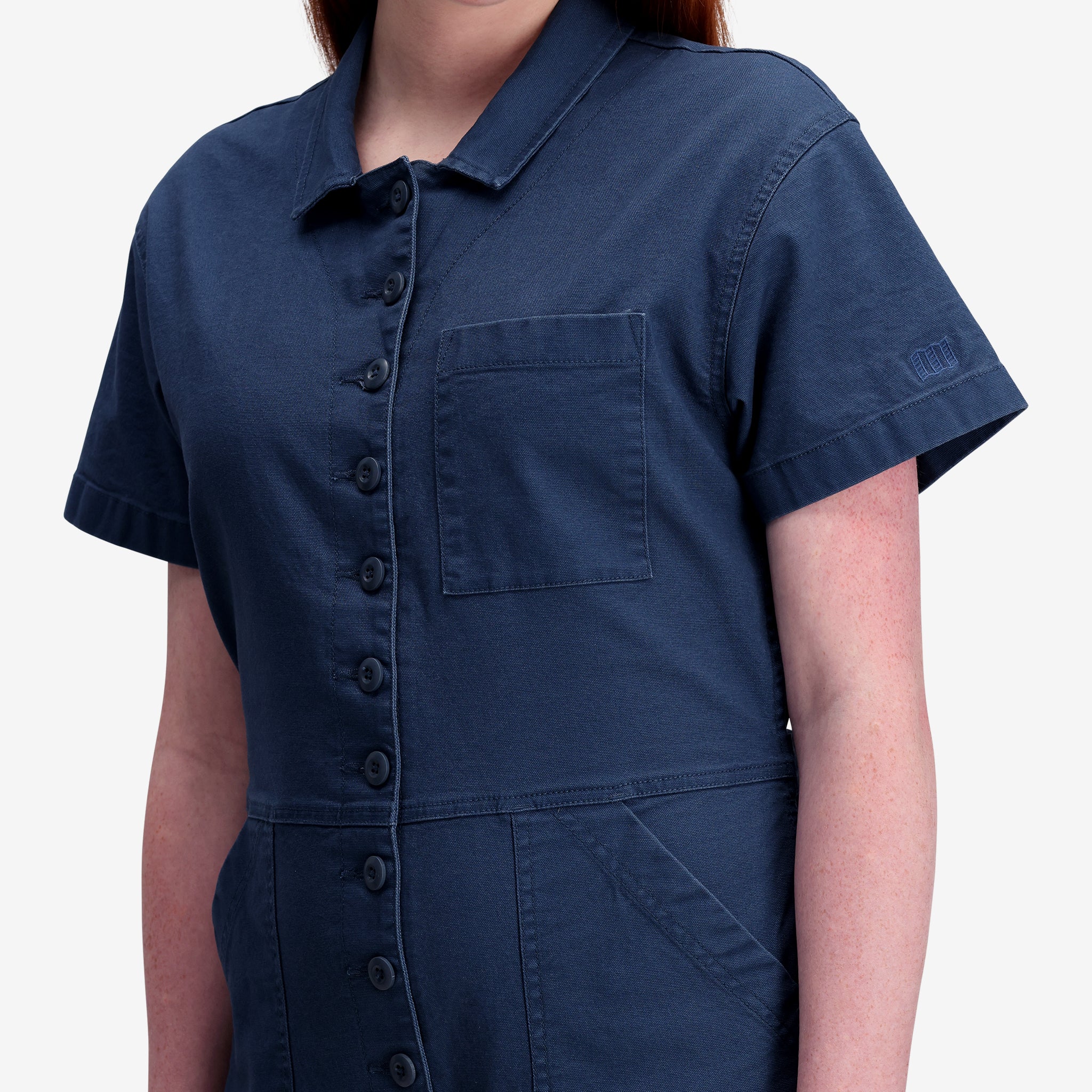 General shot of Dirt Coverall W in "Dark Denim"