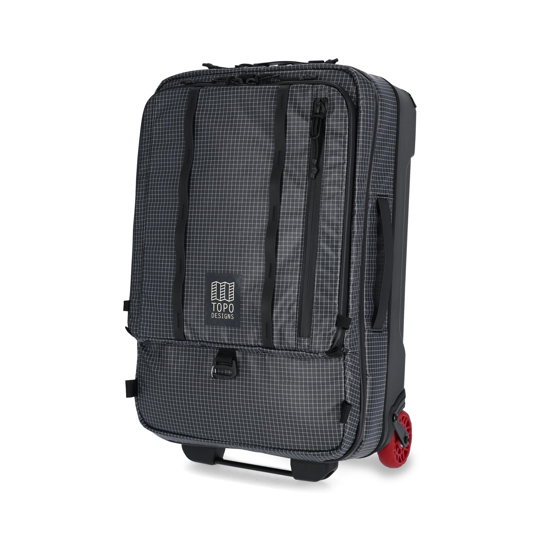 Front View of Topo Designs Apex Travel Roller Bag in "Black"