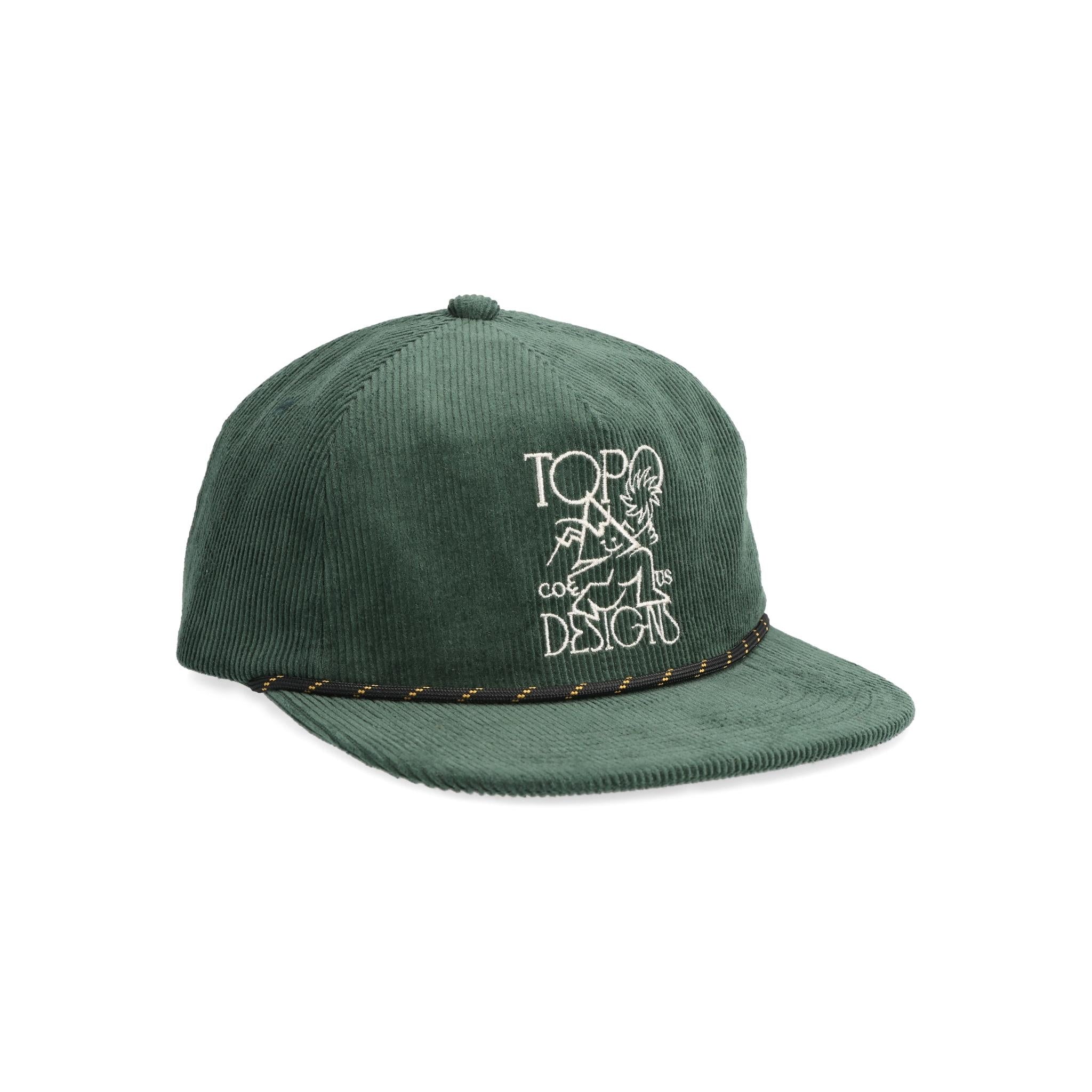 Front View of Topo Designs Corduroy Trucker Hat - Roamer in "Olive"