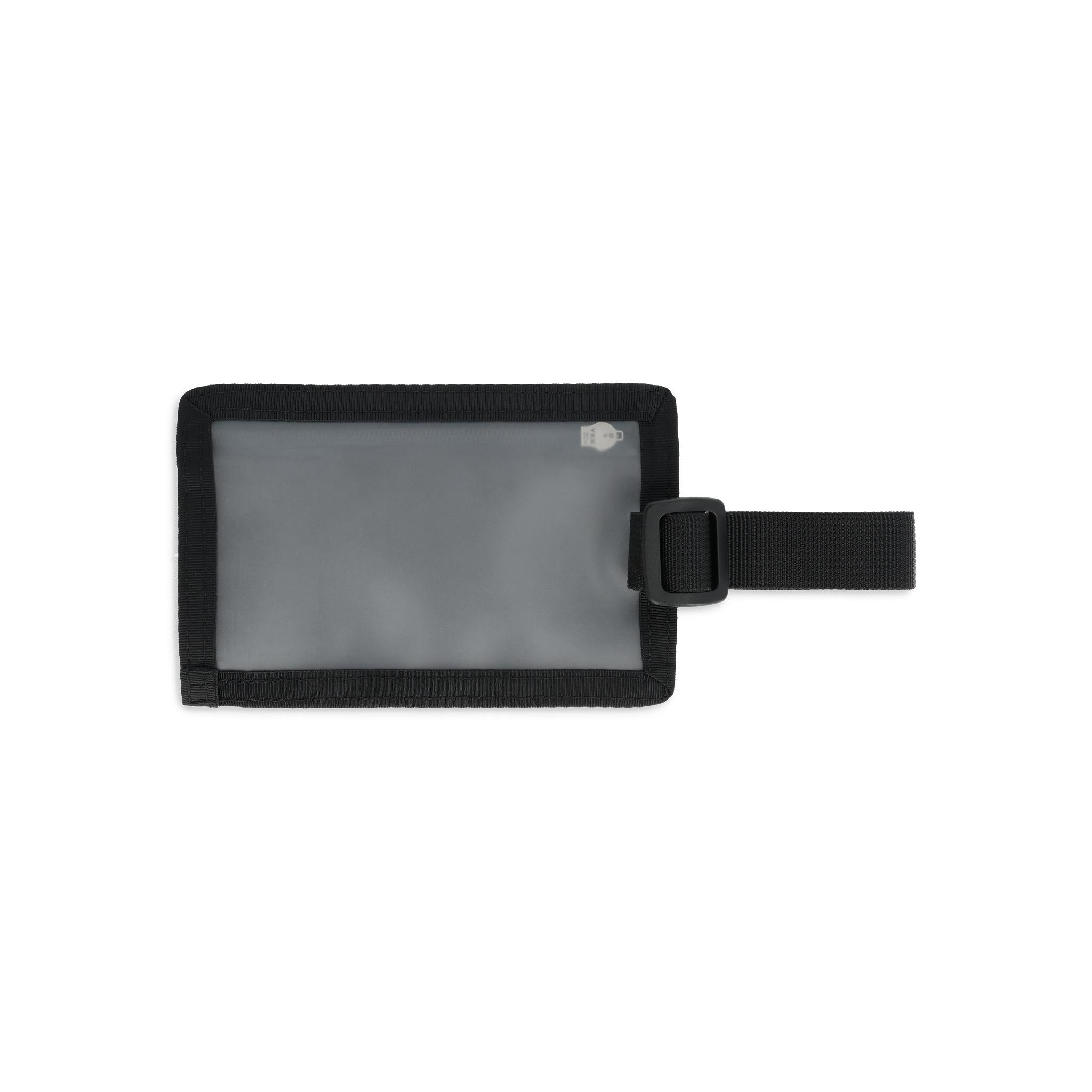 Front View of Topo Designs Luggage Tag in "Black / Black"