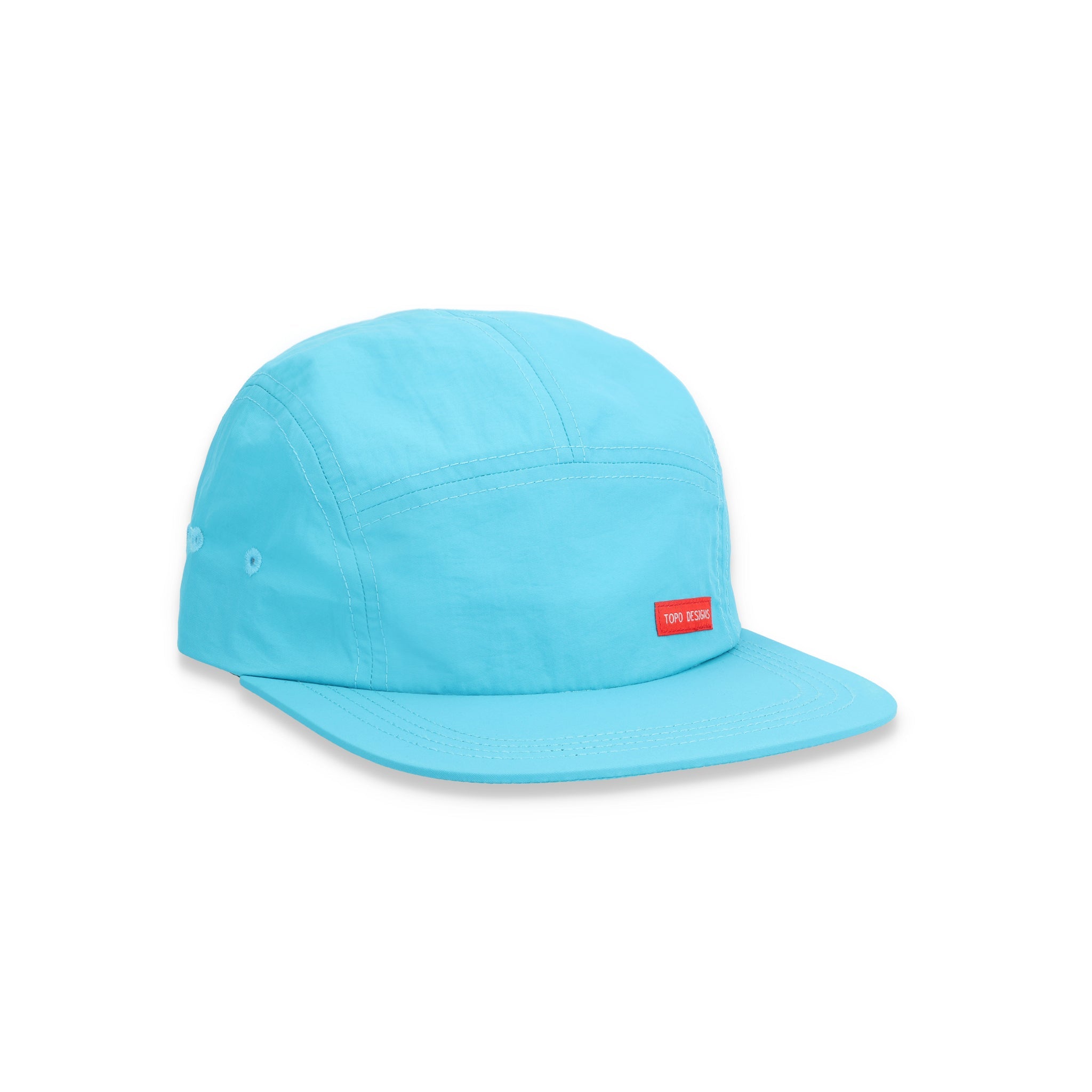 Topo Designs Nylon Camp 5-panel flat brim Hat in tile blue.