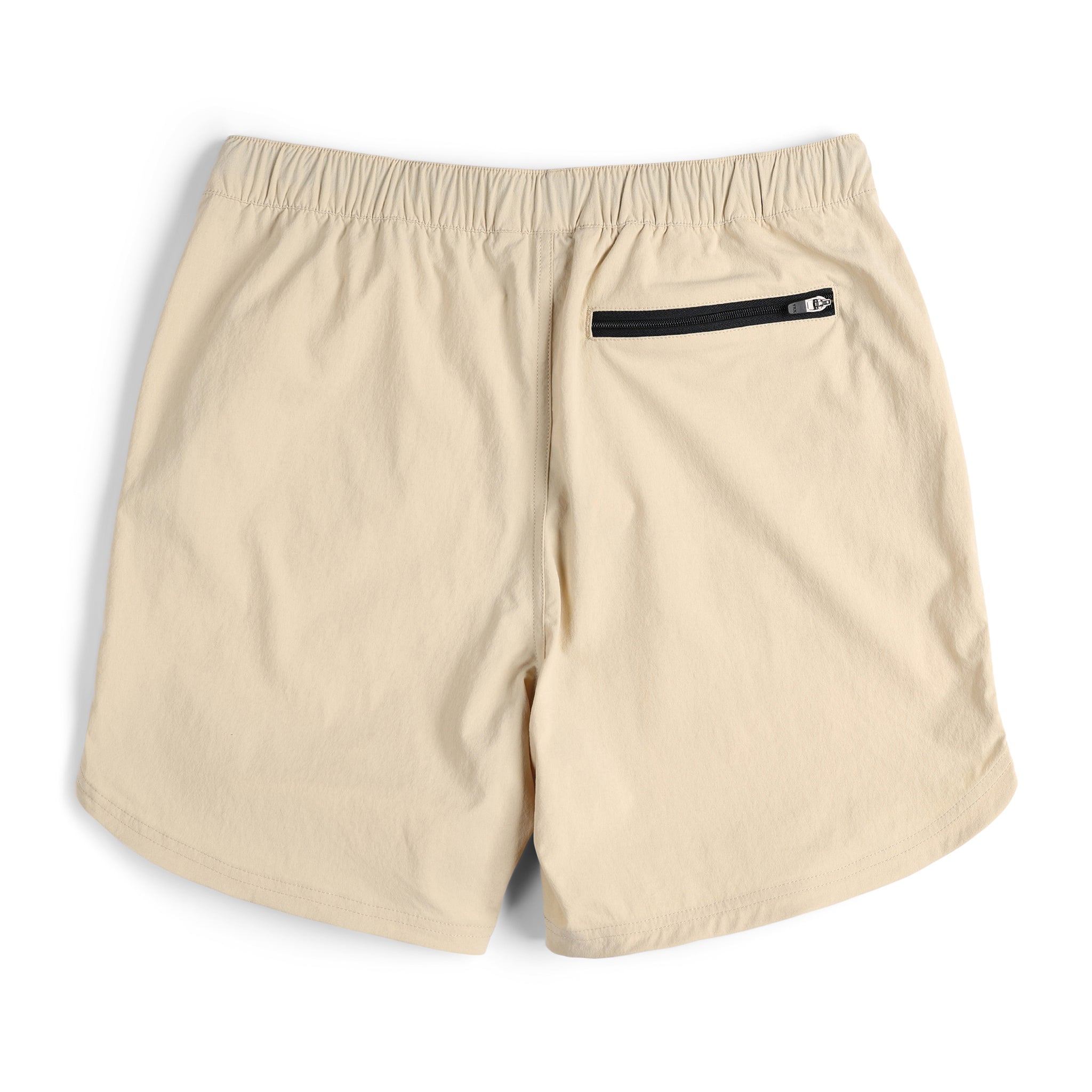 Back view Topo Designs Men's River quick-dry swim Shorts in "Sand" white.