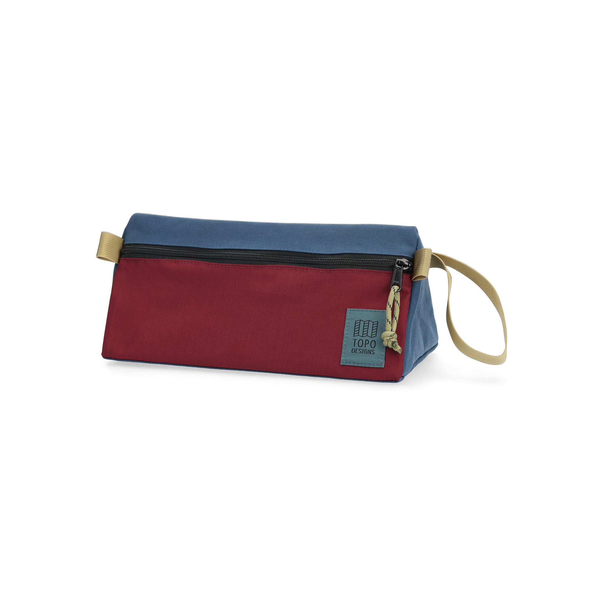 Front View of Topo Designs Dopp Kit in "Dark Denim / Burgundy"