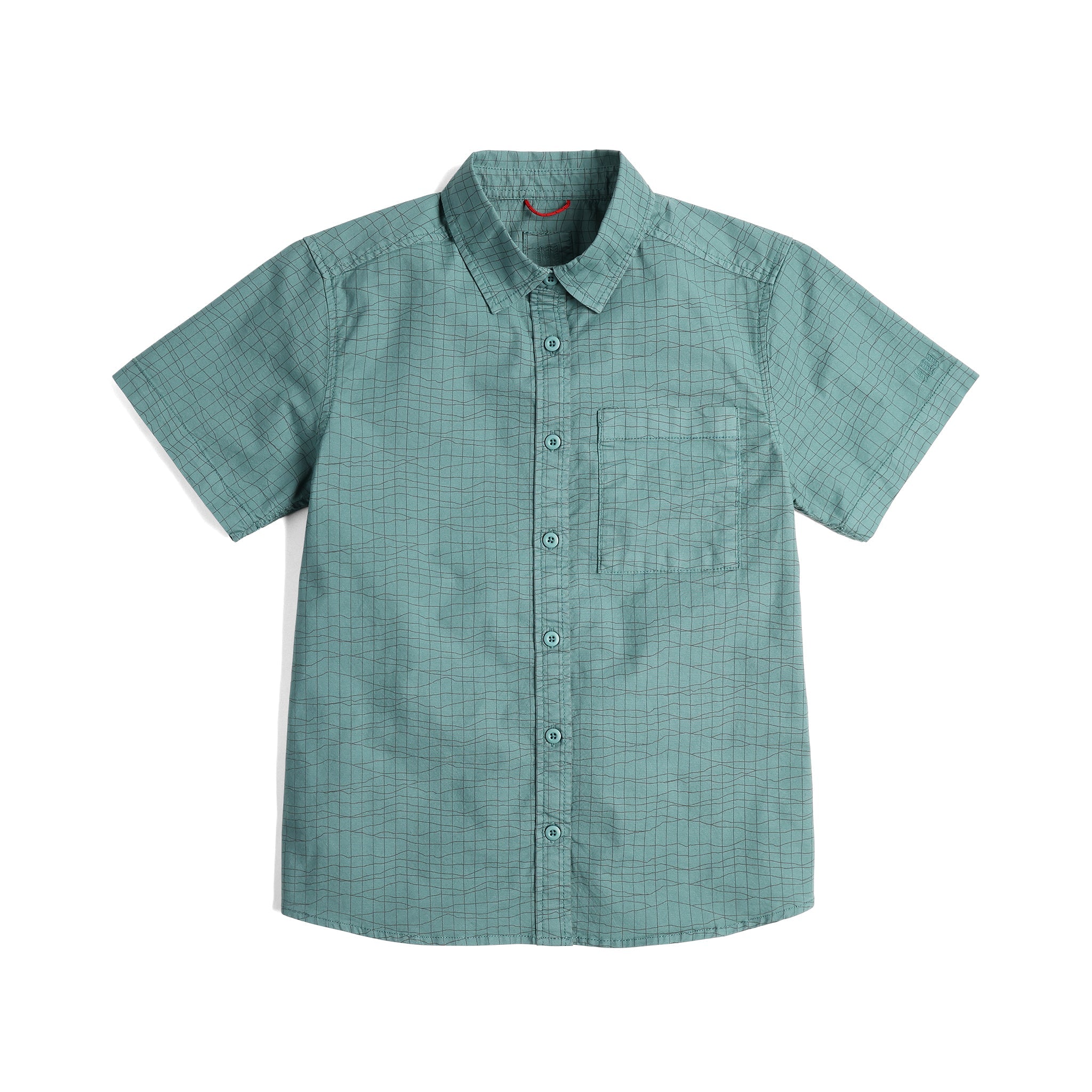 Front View of Topo Designs Dirt Desert Shirt Ss - Women's in "Sea Pine Terrain"