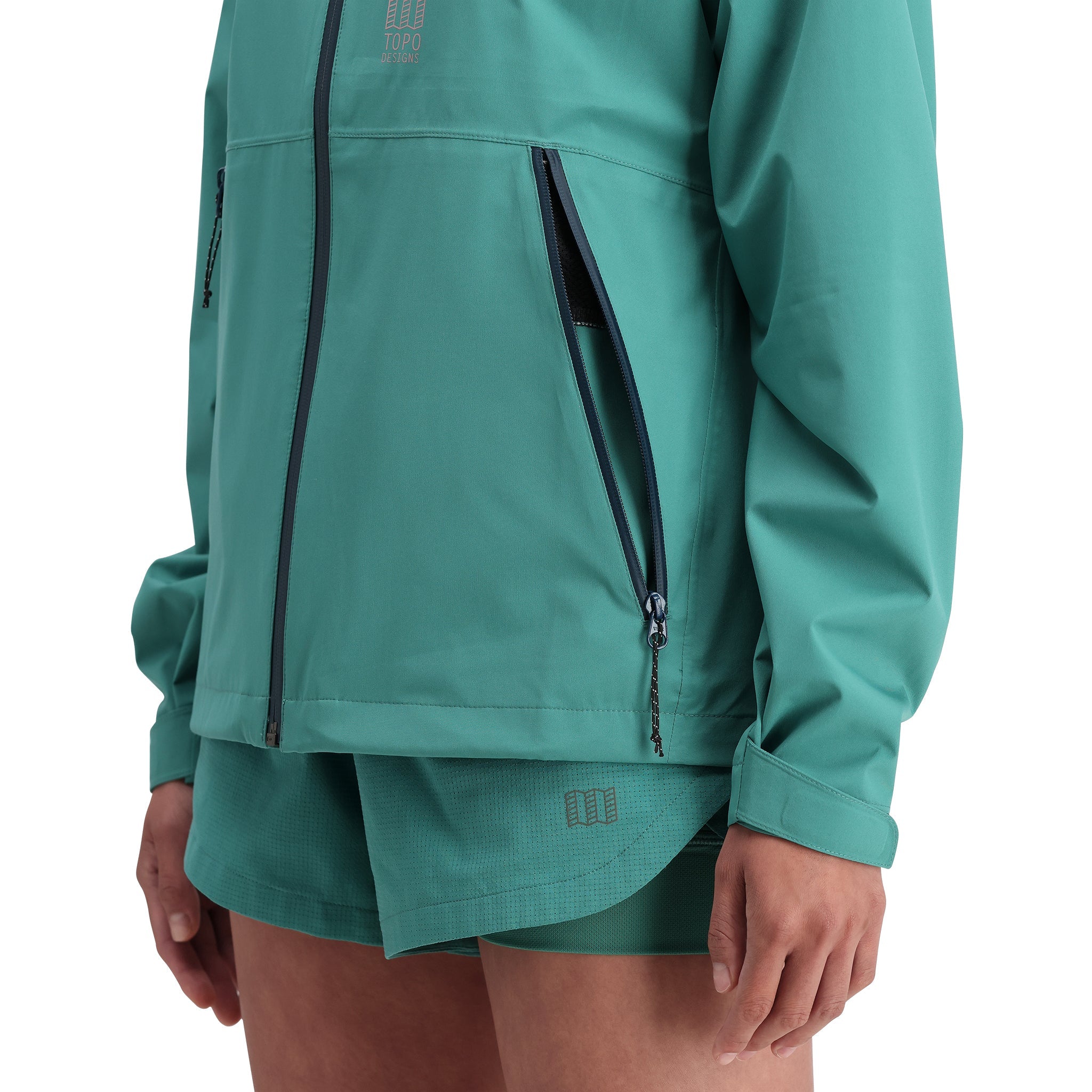 Detail shot of Topo Designs Global Jacket - Women's in "Caribbean"