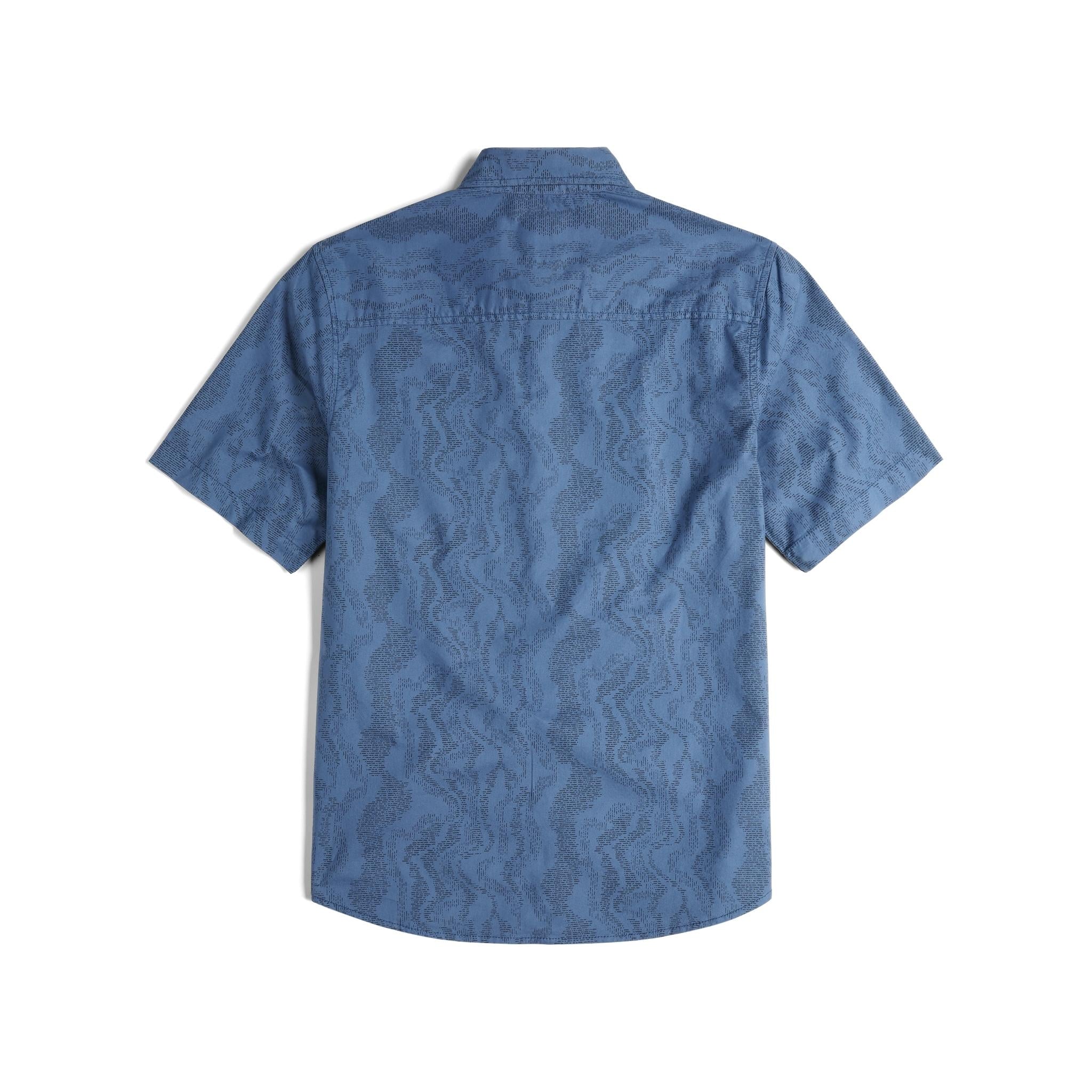 Back View of Topo Designs Dirt Desert Shirt Ss - Men's in "Stone Blue River Bed"