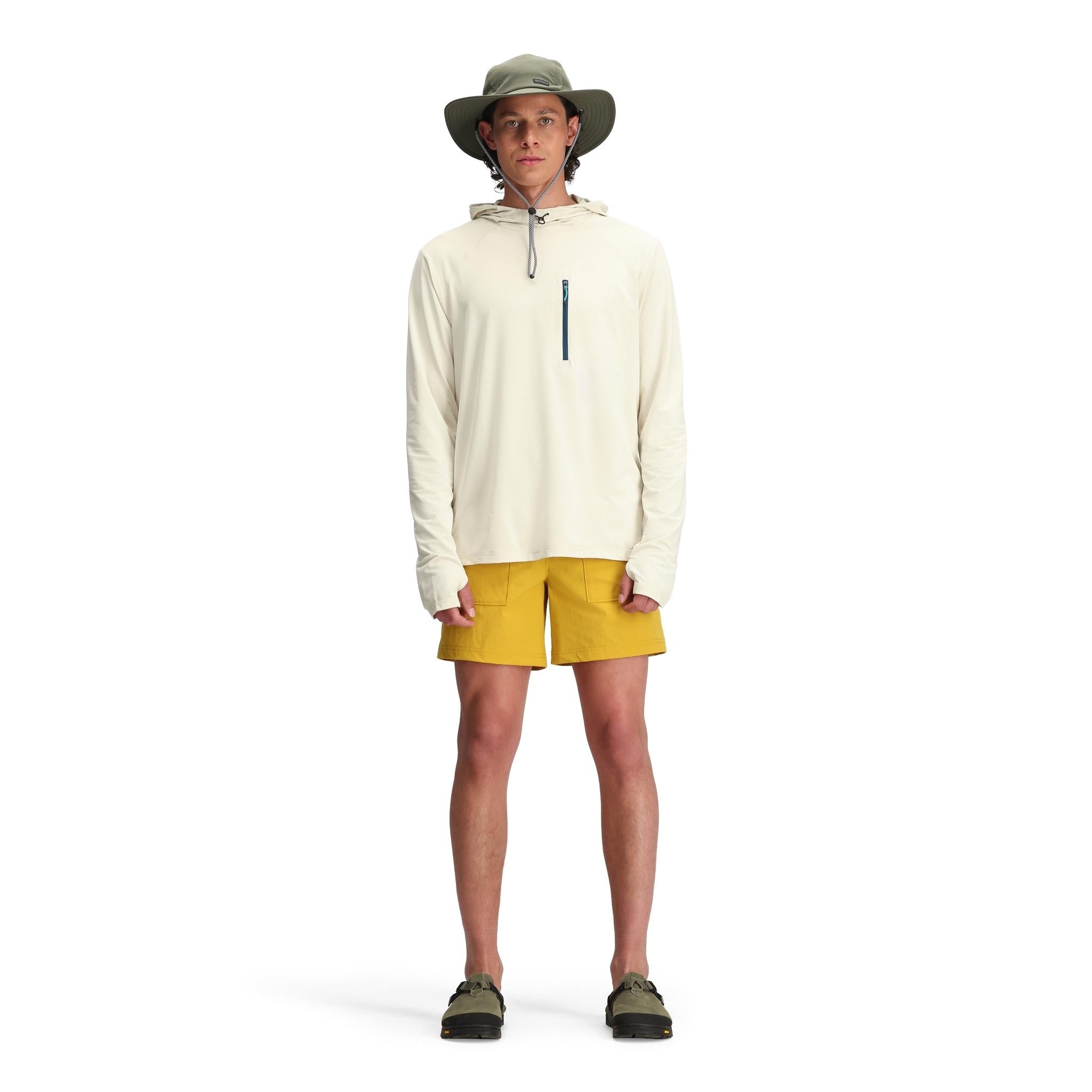 General Front Model shot of Topo Designs Mesa Shorts - Men's in "Honey"