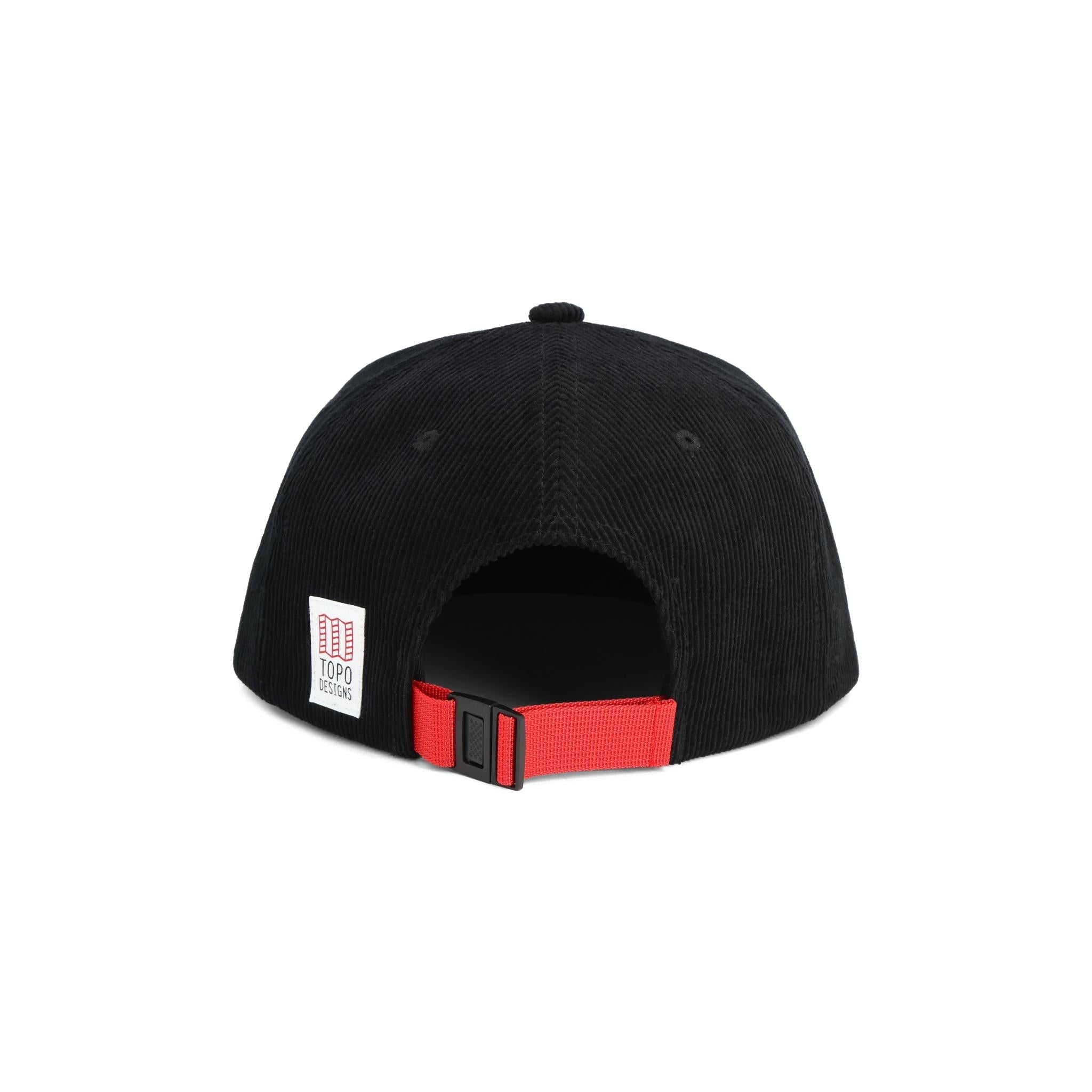 Back View of Topo Designs Corduroy Trucker Hat in "Black"