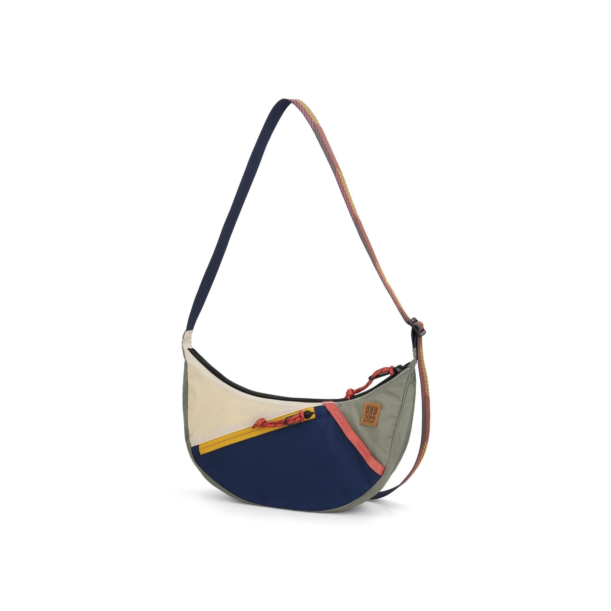 Front View of Topo Designs Moonlight Crossbody Bag in "Bone White / Beetle"