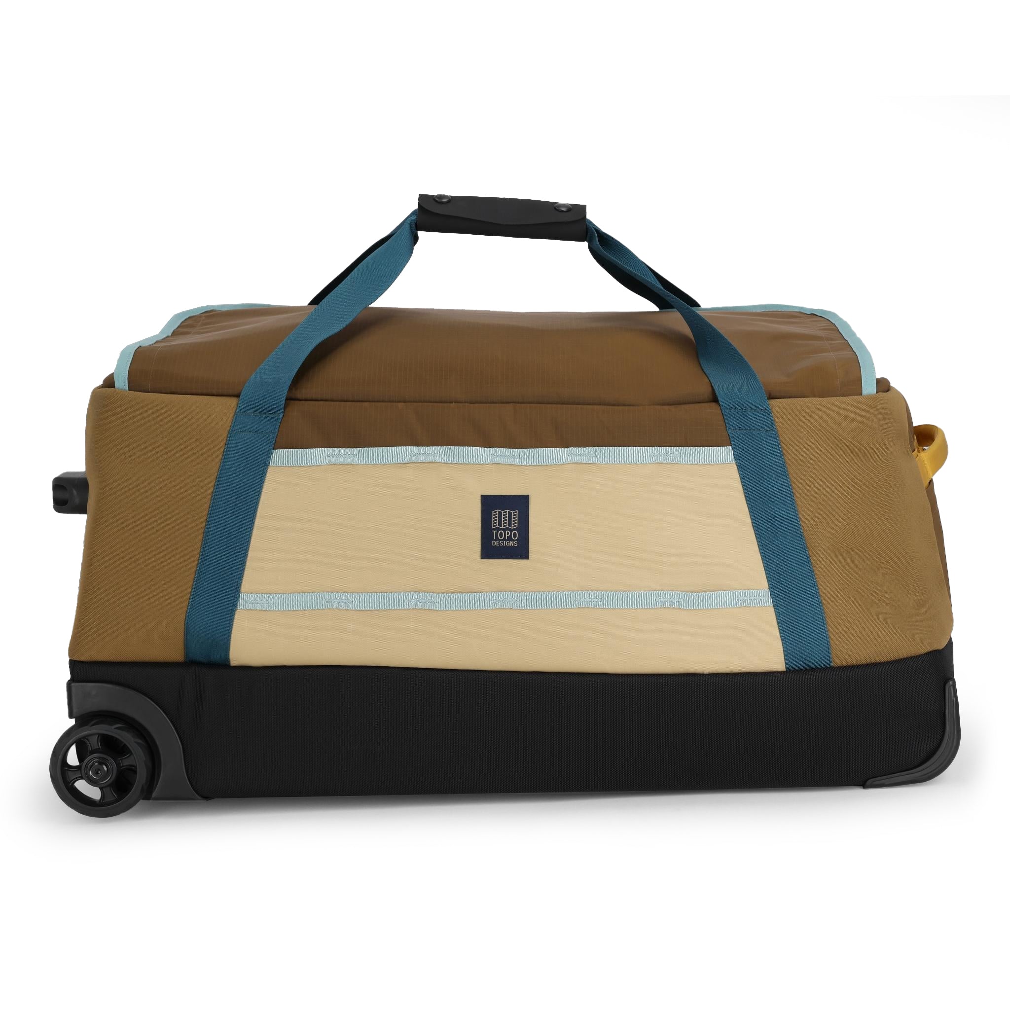 Back View of Topo Designs Mountain Duffel Roller 90L in "Desert Palm / Sahara"