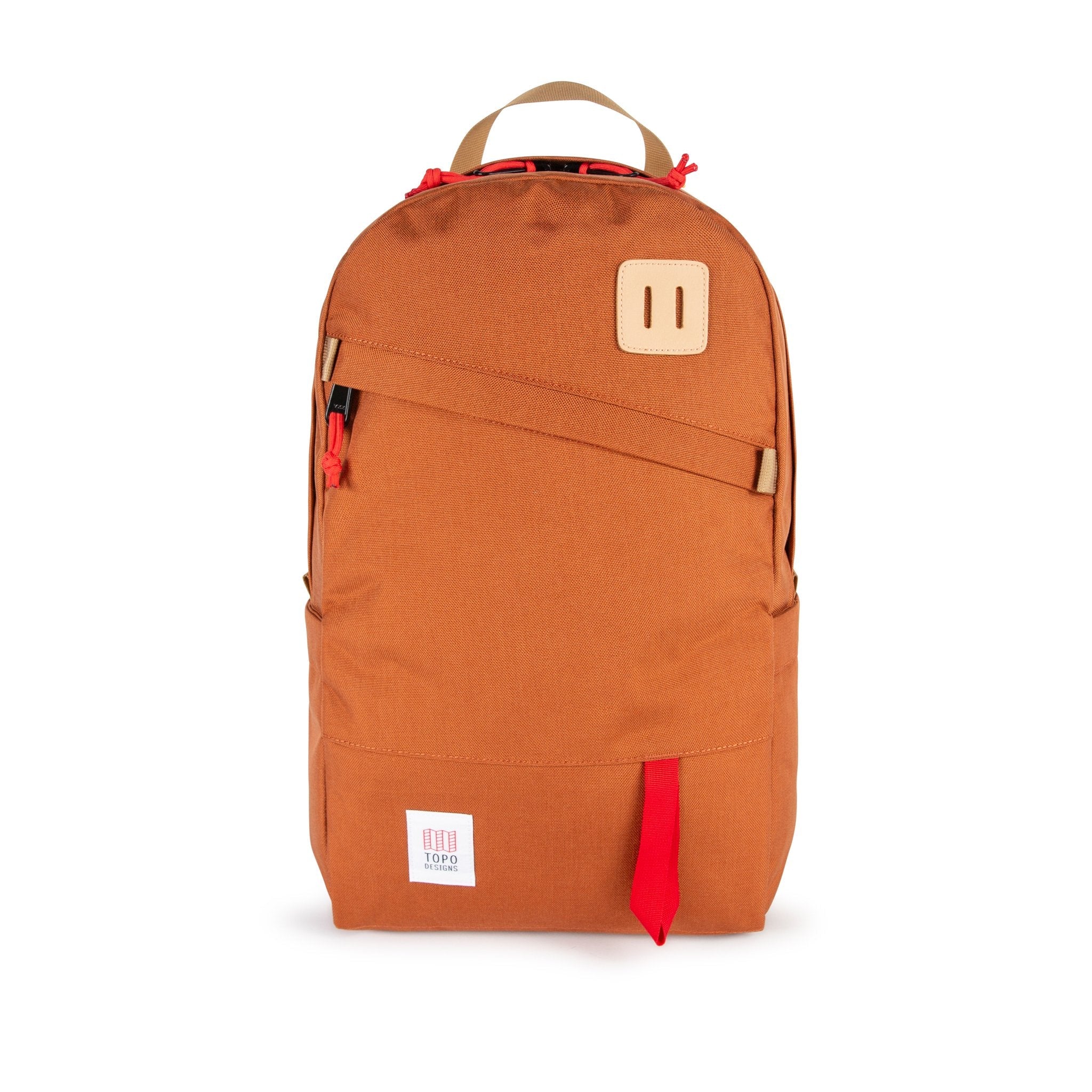 Topo Designs Daypack Classic 100% recycled nylon laptop backpack for work or school in clay orange.