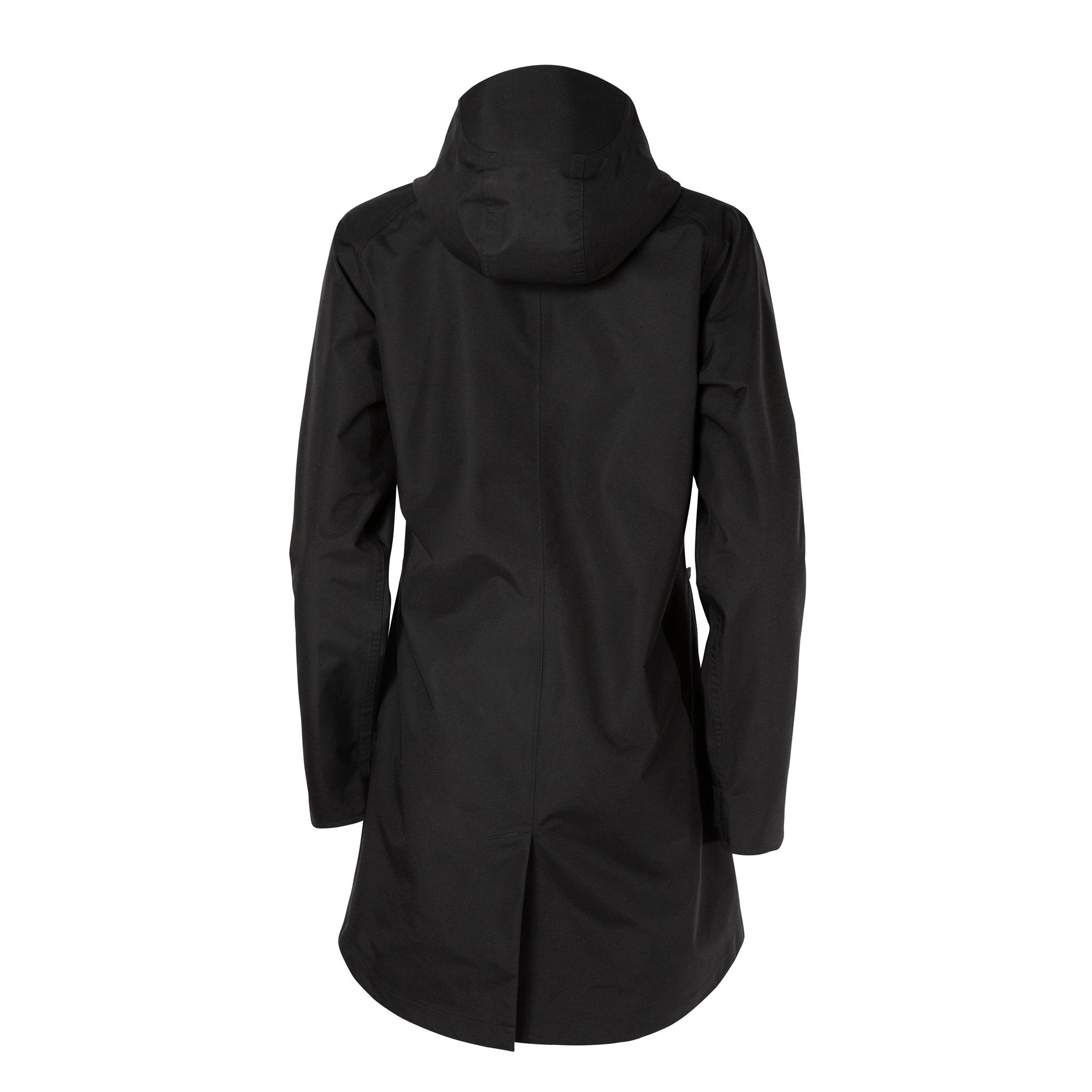 Back product shot of women's tech trench 3L in black