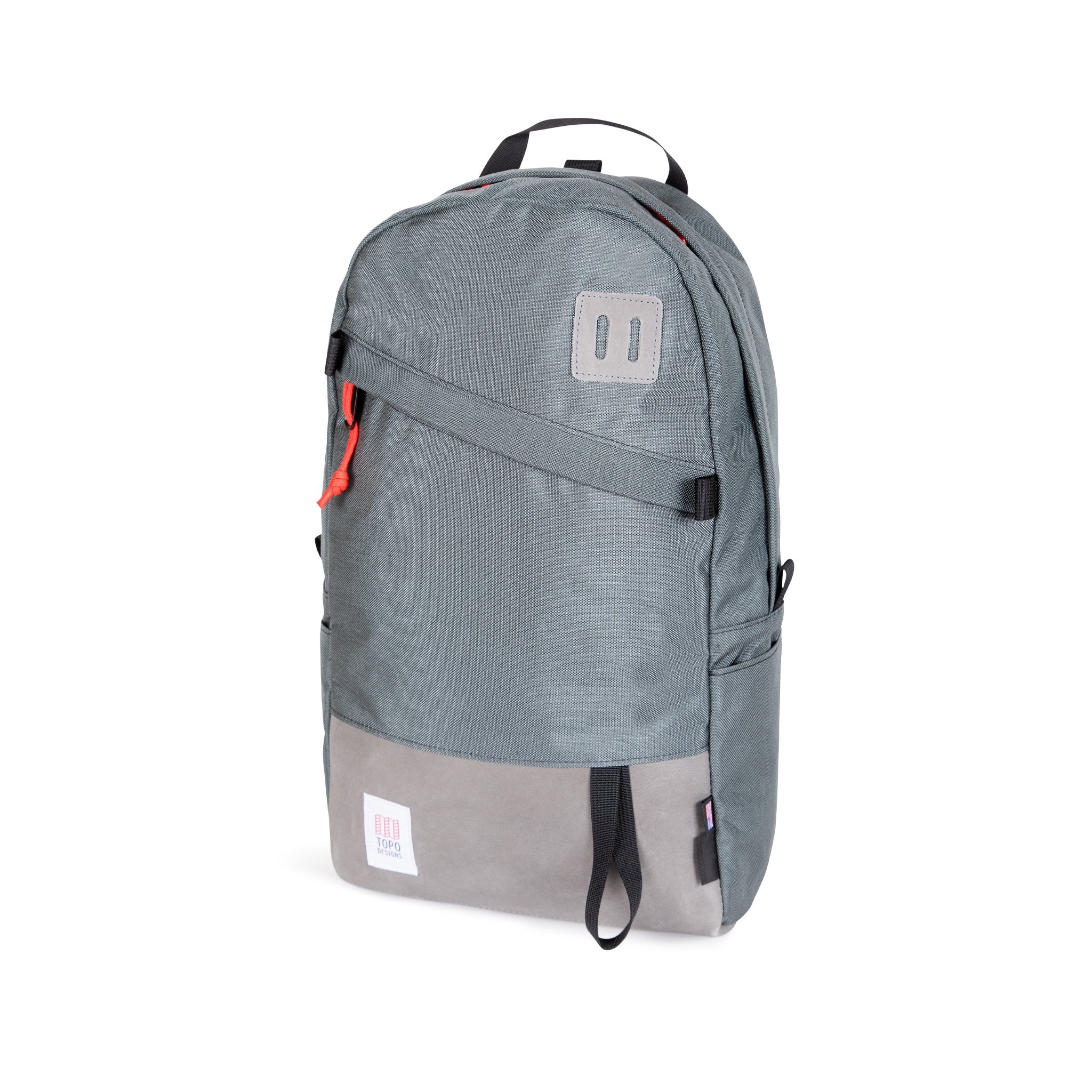 Topo Designs Daypack backpack with laptop sleeve in Charcoal gray leather