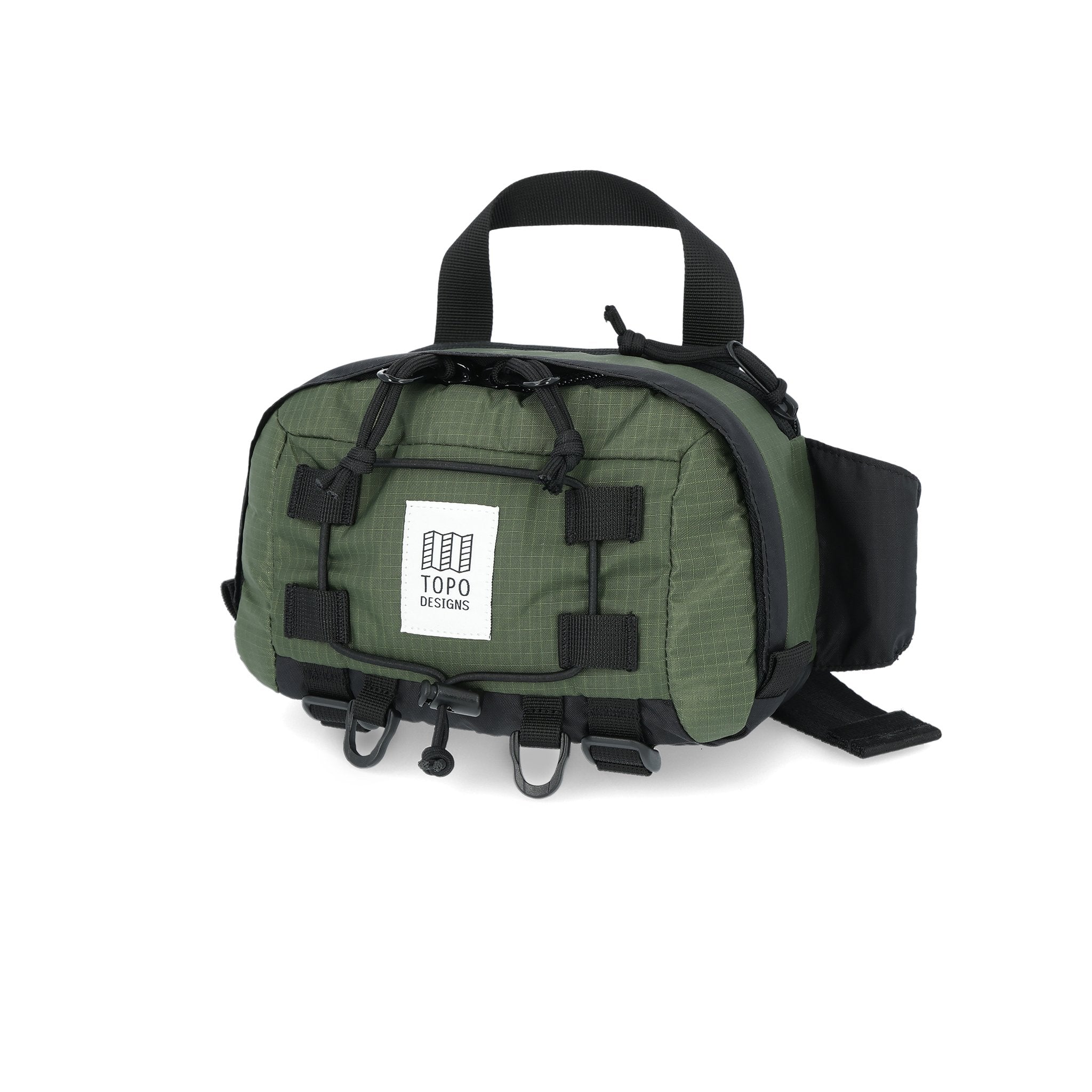 Topo Designs Mountain Hip Pack lumbar bum bag in Olive green.