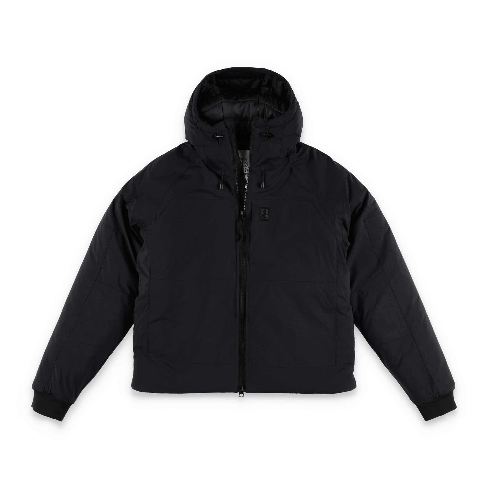 Topo Designs Women's Puffer Primaloft insulated Hoodie jacket in "black"