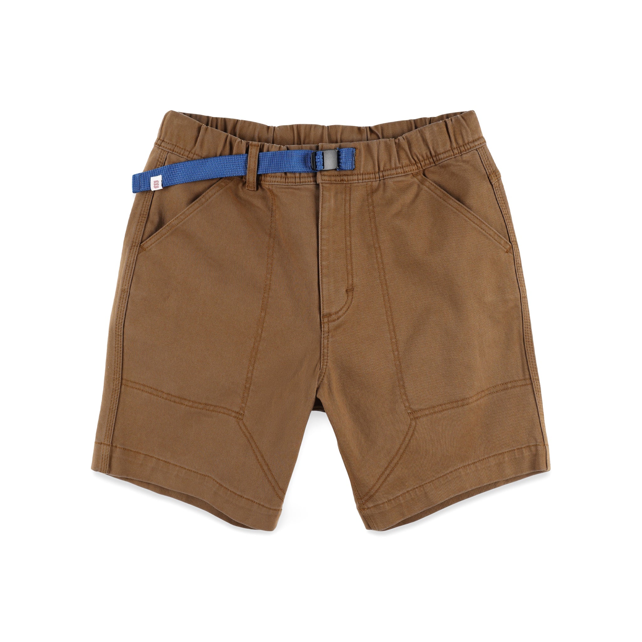 Topo Designs Men's Mountain organic cotton Shorts in Dark Khaki brown.