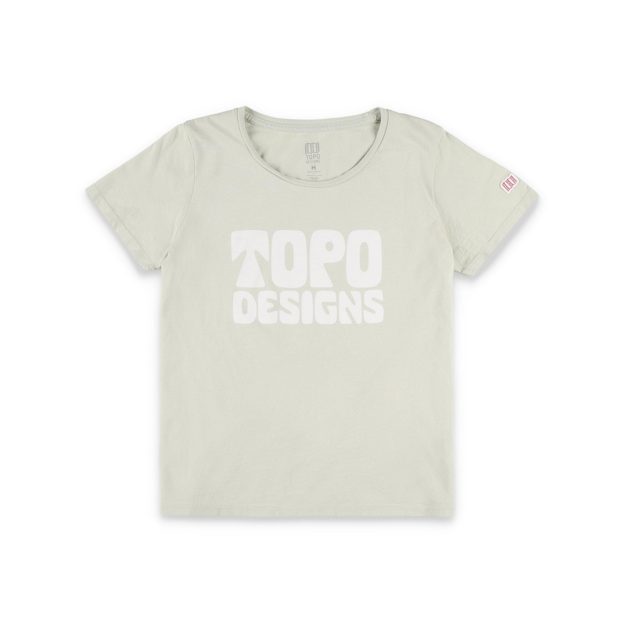 Topo Designs Women's Rock Around Tee 100% organic cotton logo short sleeve t-shirt in light mint green.