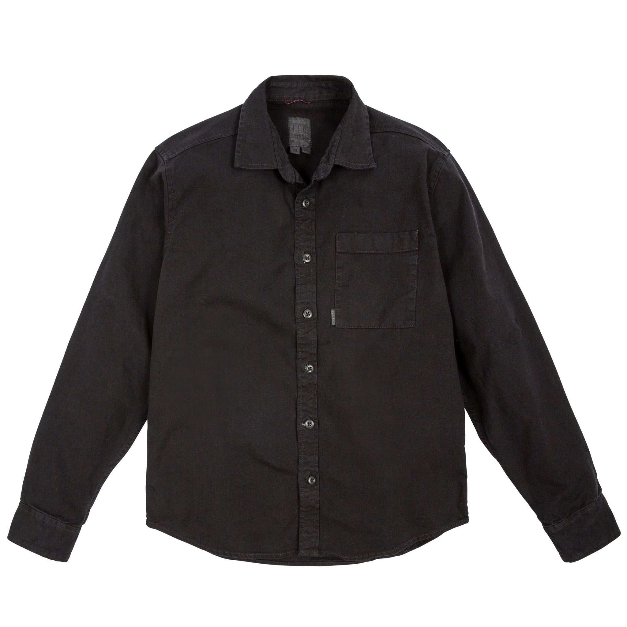 Front product shot of Topo Designs Men's Dirt Shirt in "Black".